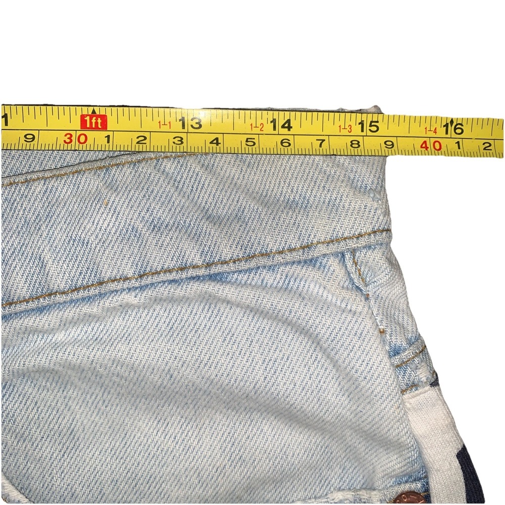 VTG Levis USA Flag Reworked High Rise Cut Off frayed Denim Shorts Distressed 30" - Picture 10 of 13